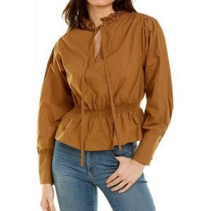 Rebecca Taylor Brown Poplin Pullover Top